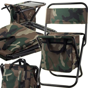 Folding Camping and Fishing Chair with Bag and Backrest, Camouflage
