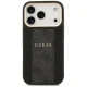Guess dėklas iPhone 17 Pro telefonui 4G PU Stripe MagSafe, juodas