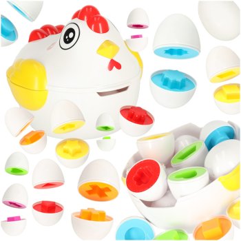 Educational Shape and Color Matching Puzzle Eggs 12 pcs Hen