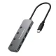 Wozinsky WHS080YSS 4 prievadų USB-A 3.0 šakotuvas su jungikliais ir USB-C laidu, pilkas