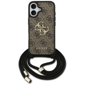 Guess 4G Big Logo Cord Strap Crossbody dėklas iPhone 17, rudas