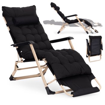 MultiGarden 2-in-1 sodo ir paplūdimio gultas su pagalve, juodas/auksinis