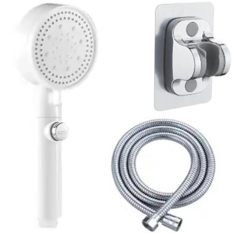 Shower Head with Hose and Wall Mount, White