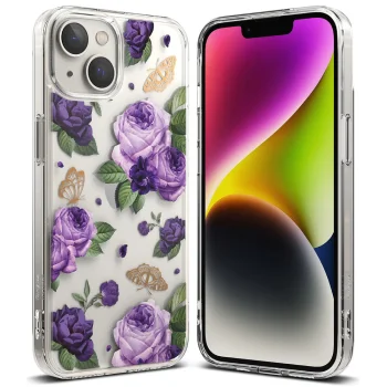 Ringke Fusion Design dėklas iPhone 14 Plus, FD637E29, skaidrus (Purple Rose)