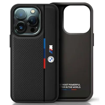 BMW M Perforated Tricolor Detail Line Case for iPhone 16 Pro - black