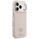 Guess dėklas iPhone 17 Pro telefonui Grained PU Strass Logo MagSafe, rožinis