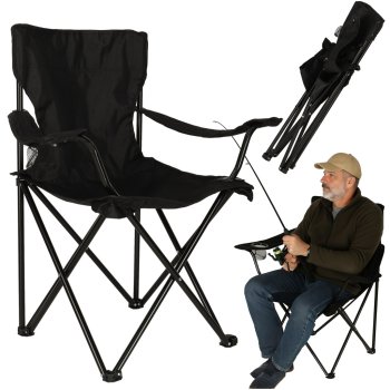 LUARO Folding Camping and Fishing Chair, Black