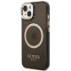 Guess dėklas iPhone 14 Plus juodas Gold Outline Translucent MagSafe