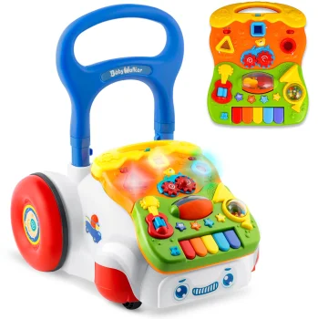 Ricokids RK-744 2-in-1 edukacinė vaikštynė su skydeliu, balta