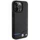 BMW dėklas iPhone 15 Pro Max telefonui Leather Carbon, juodas