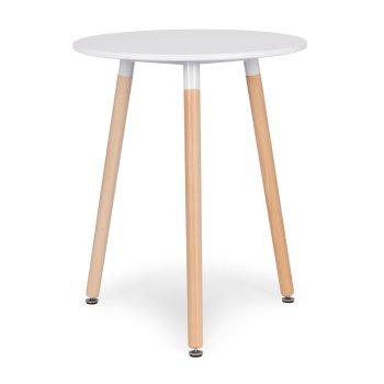 ModernHome apvalus valgomojo stalas 60 cm, matinės baltos spalvos