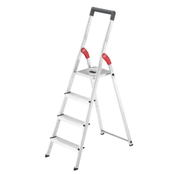 Kopėčios Hailo L51 StandardLine, 4 pakopų, iki 150 kg, sidabrinės