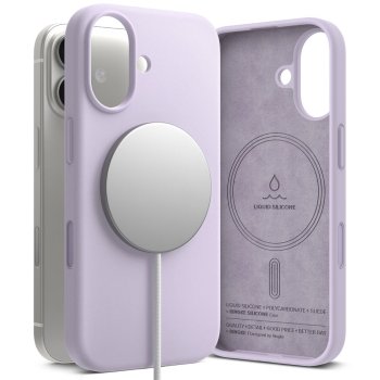 Ringke iPhone 17 dėklas Silicone Magnetic MagSafe, violetinis