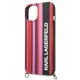 Karl Lagerfeld Color Stripes Strap dėklas su dirželiu iPhone 14, rožinis