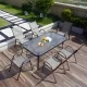 Sodo stalas MultiGarden, 120x70 cm, stiklas, juodas