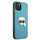 Karl Lagerfeld dėklas iPhone 13 mini su eko oda Ikonik Karl\'s Head, mėlynas