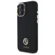 Guess Silicone Logo Strass 4G dėklas, skirtas iPhone 16, juodas