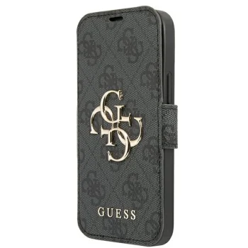 Guess 4G Big Metal Logo knygutės tipo dėklas iPhone 13 Pro Max, pilkas