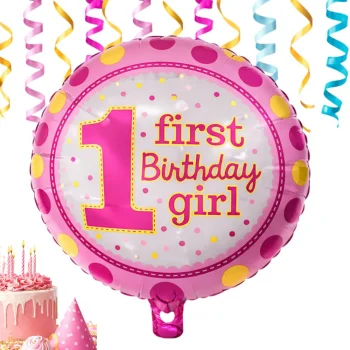 First Birthday Foil Balloon with Inflating Straw, 43 x 49 cm