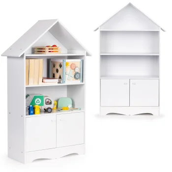 ECOTOYS namelio formos vaikiška lentyna ir žaislų spintelė, balta