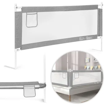 ECOTOYS apsauginis lovos barjeras vaikams, 200 cm, pilkas/baltas