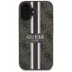 Guess 4G Printed Stripes MagSafe dėklas, skirtas iPhone 16, rudas