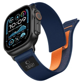Tech-Protect Nylon Elite strap for Apple Watch 44/45/46/49 mm, navy and orange