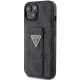 Guess Grip Stand 4G Triangle Strass dėklas iPhone 15 telefonui, juodas