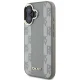 DKNY Leather Checkered Mono Pattern MagSafe dėklas iPhone 16 telefonui, smėlio spalvos