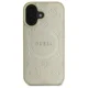 Guess Saffiano Peony Classic Logo MagSafe dėklas, skirtas iPhone 16, auksinis
