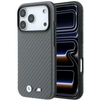 BMW M Carbon Metal Logo MagSafe dėklas iPhone 17 / 18 Pro Max, pilkas