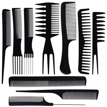 Professional Hairdressing Combs Set with Case, 10 pcs