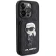 Karl Lagerfeld dėklas iPhone 15 Pro su kortelių dėklu ir stovu, juodas