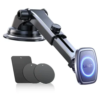 Magnetinis automobilinis telefono laikiklis LISEN su siurbtuku, juodas