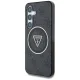 Guess 4G Glitter Triangle Buttons MagSafe dėklas Samsung Galaxy S25+, juodas