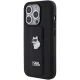 Karl Lagerfeld Gripstand Saffiano Choupette Pins dėklas iPhone 15 Pro, juodas