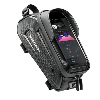 Rockbros B68-1 rėmo krepšys dviračiui su dėklu telefonui, 1.7L, juodas