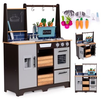 Didelė medinė vaikiška virtuvėlė Ecotoys TL40030 su priedais