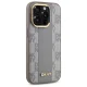 DKNY Leather Checkered Mono Pattern MagSafe dėklas iPhone 14 Pro, smėlio spalvos