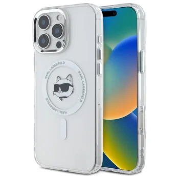 Apple iPhone 16 Pro Max 6.9'' Karl Lagerfeld IML Metal Choupette Head MagSafe Cover Case, White