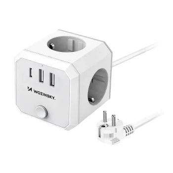 Wozinsky WKZ-3B Power Cube 4x AC 2x USB-A 1x USB-C 4000W with 1.8m Cable - White