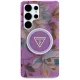 Guess Glitter Flowers MagSafe dėklas Samsung Galaxy S25 Ultra, violetinis