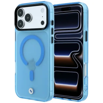 BMW Sign Frosted IML & Metal Logo MagSafe dėklas iPhone 18 Pro Max / 17 Pro Max, mėlynas