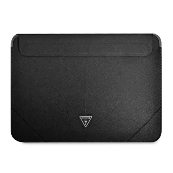 Guess Saffiano Triangle Logo dėklas nešiojamam kompiuteriui iki 14", juodas