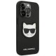 Karl Lagerfeld dėklas iPhone 14 Pro Saffiano Choupette Head Patch, juodas
