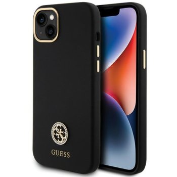 Guess Silicone Logo Strass 4G dėklas iPhone 15 Plus / 14 Plus, juodas