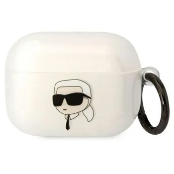 Karl Lagerfeld dėklas AirPods Pro (1 Gen) Karl's Head, skaidrus