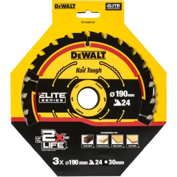 Diskinio pjūklo ašmenų komplektas DeWalt DT10399-QZ, 190 x 30 mm, 24T, 3 vnt.