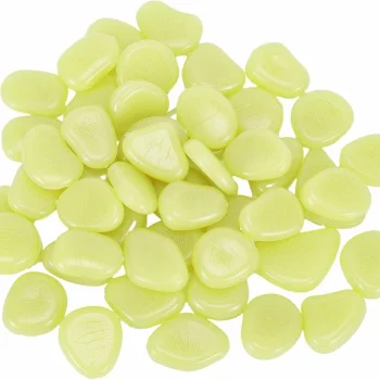 Šviečiantys tamsiame fluorescentiniai akmenėliai, geltoni, 100 vnt.