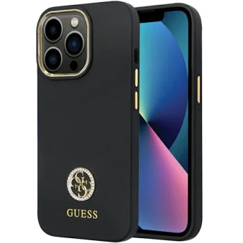 Guess Silicone Logo Strass 4G dėklas iPhone 13 Pro Max, juodas